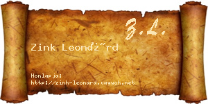 Zink Leonárd névjegykártya